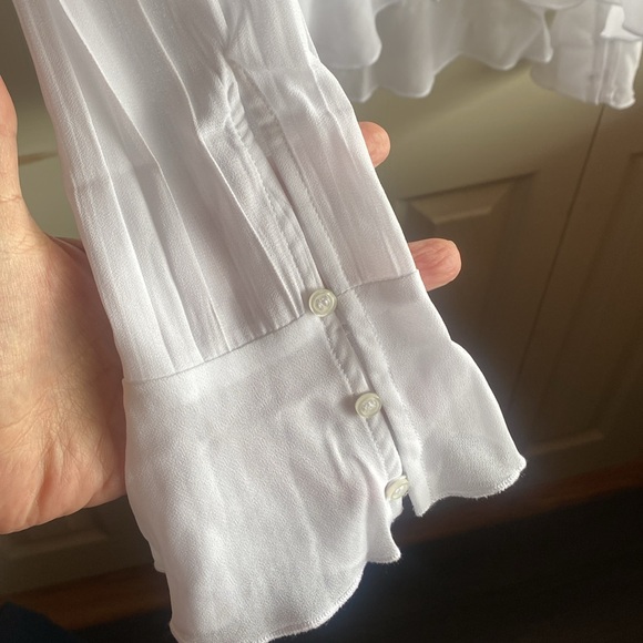 Free People NWT Bad at Love Ruffle & Lace Long Sleeve Button-Up Blouse Medium - Picture 8 of 14